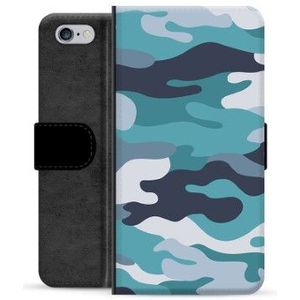 iPhone 6/6S Premium Portemonnee Hoesje - Blauw Camouflage