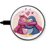 Saii Premium Universele Snelle Draadloze Oplader - 15W - Pinguïn Liefde