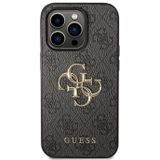 iPhone 15 Pro Guess 4G Big Metal Logo Hybrid Case - Grijs