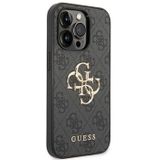 iPhone 15 Pro Guess 4G Big Metal Logo Hybrid Case - Grijs