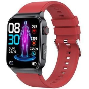 Smartwatch met Gezondheidsbewaking E500 - Siliconen Band - Rood