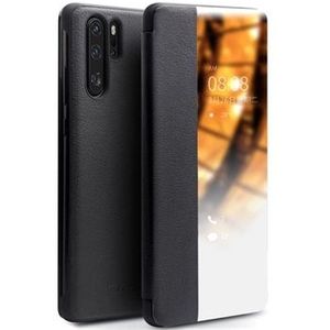 Qialino Smart View Huawei P30 Pro Leren Case - Zwart