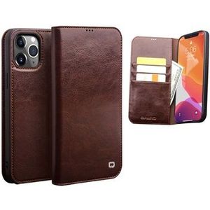 Qialino Classic iPhone 12 Pro Max Wallet Leren Hoesje - Bruin