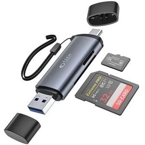 Tech-Protect UltraBoost USB-A/USB-C SD & MicroSD Card Reader - Grijs