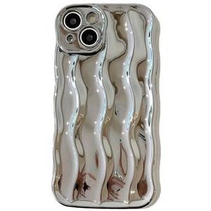 iPhone 14 3D Lineair Golvend Hoesje - Zilver