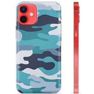 iPhone 12 mini TPU Hoesje - Blauw Camouflage