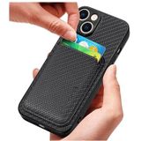 iPhone 15 Magnetic Case with Card Holder - Carbon Fiber - Black