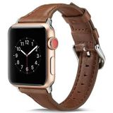 Apple Watch Series 9/8/SE (2022)/7/SE/6/5/4/3/2/1 Slanke leren band - 41 mm/40 mm/38 mm - Koffie