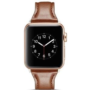 Apple Watch Series 9/8/SE (2022)/7/SE/6/5/4/3/2/1 Slanke leren band - 41 mm/40 mm/38 mm - Koffie