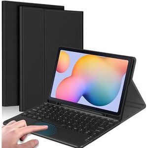 Voor Samsung Galaxy Tab S6 Lite / S6 Lite (2022) Bluetooth-toetsenbord met touchpad, PU lederen hoes met pennenhouder - zwart