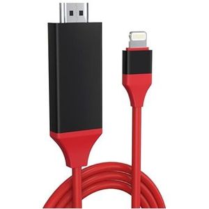 Full HD Lightning naar HDMI AV Adapter - iPhone, iPad, iPod - Rood