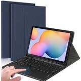 Voor Samsung Galaxy Tab S6 Lite / S6 Lite (2022) Bluetooth-toetsenbord met touchpad, PU lederen hoes met penhouder - blauw