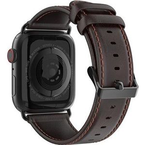 Dux Ducis Apple Watch Series Ultra 2/Ultra/9/8/SE (2022)/7/SE/6/5/4/3/2/1 Leren Band - 49mm/45mm/44mm/42mm - Koffie