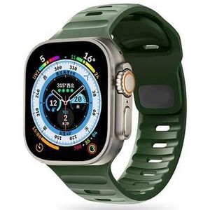 Apple Watch Series Ultra 2/Ultra/9/8/SE (2022)/7/SE/6/5/4/3/2/1 Tech-Protect IconBand Line Siliconen Bandje - 49mm/45mm/44mm/42mm - Legergroen