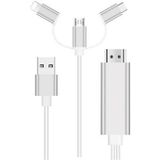 3-in-1 HDMI-kabel - Lightning, Type-C, MicroUSB