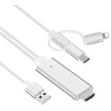 3-in-1 HDMI-kabel - Lightning, Type-C, MicroUSB