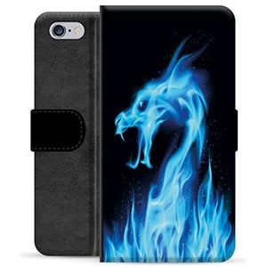 iPhone 6 / 6S Premium Portemonnee Hoesje - Blue Fire Dragon