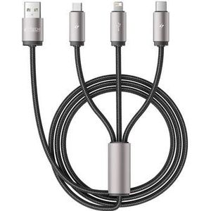 Tech-Protect UltraBoost 3-in-1 kabel - Lightning, USB-C, MicroUSB - 100cm/3.5A - Grijs