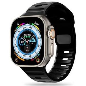 Apple Watch Series Ultra 2/Ultra/9/8/SE (2022)/7/SE/6/5/4/3/2/1 Tech-Protect IconBand Line Siliconen Bandje - 49mm/45mm/44mm/42mm - Zwart