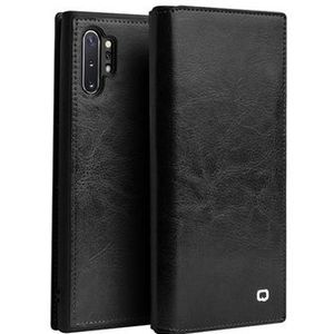 Qialino Classic Samsung Galaxy Note10+ Wallet Leren Hoesje - Zwart