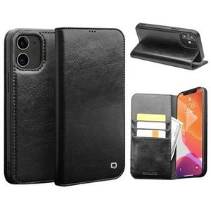 Qialino Classic iPhone 12/12 Pro Wallet Leren Hoesje - Zwart