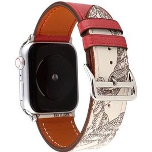 Apple Watch Series 9/8/SE (2022)/7/SE/6/5/4/3/2/1 Patroon Leren Band - 41mm/40mm/38mm - Rood