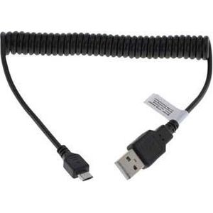Micro USB Spiraalkabel - Zwart - 0,5m-1,2m