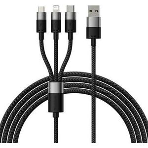 Baseus USB naar Lightning/USB-C/Micro USB Kabel 3.5A 1.2M Zwart