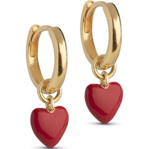 Enamel Copenhagen  - Dames Oorbellen - Rood & goudkleurig