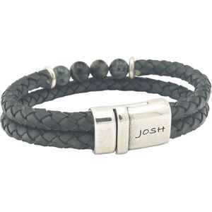 Josh Groene Leren Armband 09308-BRA-S/GREEN/L