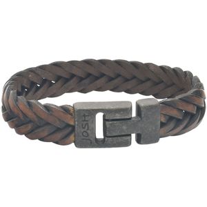 Josh Zwarte Leren Armband 24001-bra-VB/MELBLCK/L