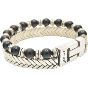 Josh Vintage - heren Armband - Zilver & Zwart