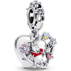 Pandora Disney 925 Sterling Zilveren Winnie The Pooh & Piglet Dubbele Hangende Bedel 792214C01
