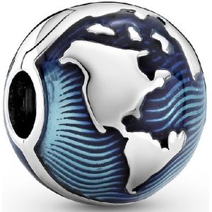 Pandora Places 925 Sterling Zilveren Blue Globe Clip Bedel 799429C01