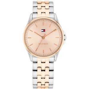 Tommy Hilfiger  zilverkleurige dames horloge met Roségoudenkleurige wijzerplaat
