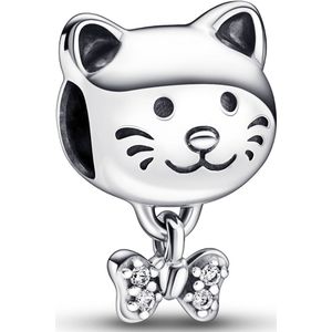 Pandora Moments 925 Sterling Zilveren Pet Cat & Bow Bedel 792255C01