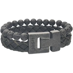 Josh Zwarte Leren Armband 24981-BRA-VB/LAVA/M