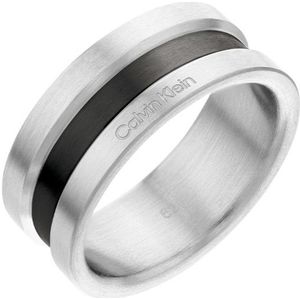 Calvin Klein Zwarte en Zilverkleurige Ring CJ35000061-64