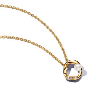 Pandora - Essence Gold Plated Ketting - Goud/Wit - Metaal/Parel