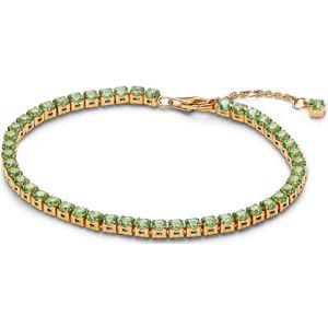 Pandora - Timeless - Dames Ketting - Goudkleurig - Sprankelende Groene Tennisarmband