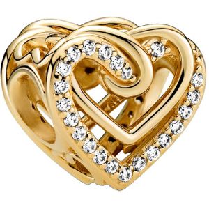 Pandora Moments Goudkleurige Entwined Hearts Bedel met 14 Karaat Gouden Plating 769270C01