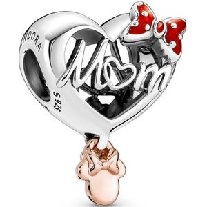 Pandora Disney 925 Sterling Zilveren Minnie Mouse Mom Heart Bedel met 14 Karaat Roségouden Plating 781142C01