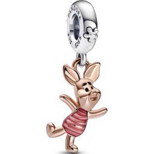 Pandora Disney 925 Sterling Zilveren Winnie The Pooh Piglet Bedel 782208C01 Met 14K Roségouden Plating