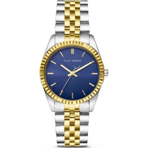 Sunrise Rond Dames Horloge Goud- en Zilverkleurig en Blauw VH08017