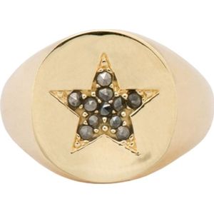 ANNA + NINA 925 Sterling Zilveren Goudkleurige Sheriffs Star Signet Ring 17 21-2M908010GP