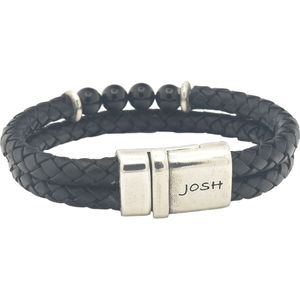 Josh Zwarte Leren Armband 09308-BRA-S/BLACK/M