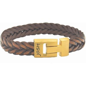 Josh Bruine Leren Armband 50017-BRA-G/MELBRWN/L