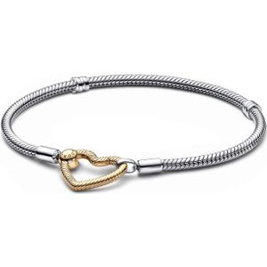 Pandora Moments 925 Sterling Zilveren Snake Chain Armband Met 14 Karaat Goud Plating 569539C00-17