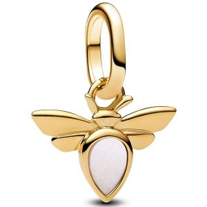 Pandora - ME Gold Plated White Bee Mini Dangle Charm - Dames Bedel - Goudkleurig & Wit