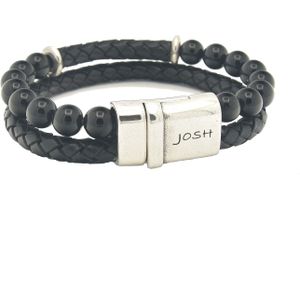 Josh Zwarte Leren Armband 09309-BRA-S/BLACK/L